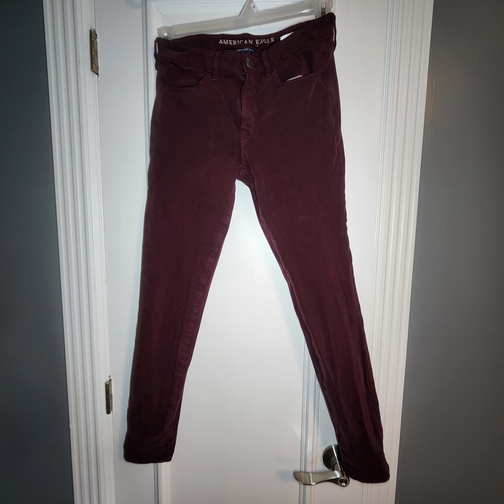 American Eagle Outfitters Burgundy Super Stretch Pants